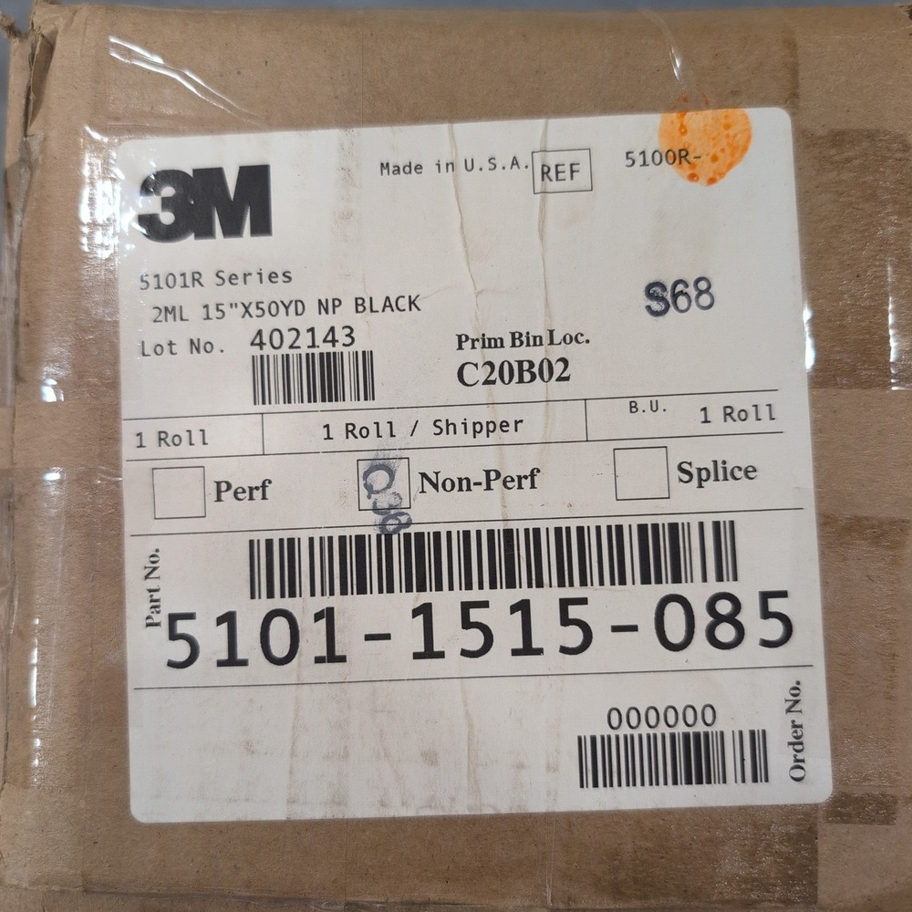 3M 5101R Series Black Vinyl Film 15 inch x 50 Yard Roll 5101-1515-085 - Picture 2 of 3